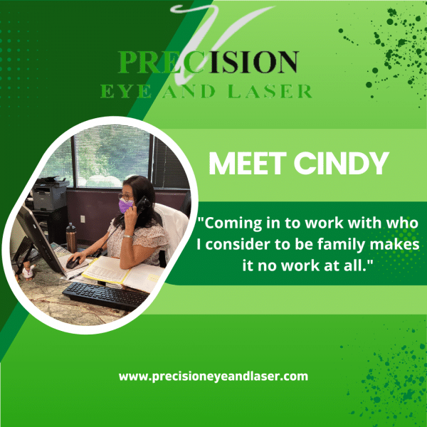 Staff Highlight where we are celebrating Cindy! Cindy does a lot around the office but you will catch her most often at the front where she handles all things patient related.